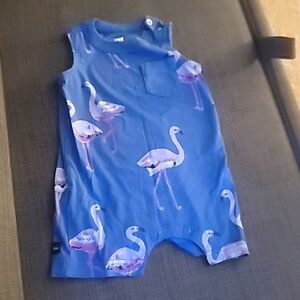 Sz 6-9 months Tea Collection Blue Flamingo Romper